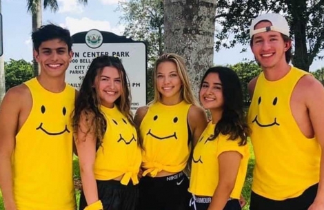 Group of Smile Train fundraisers in matching smile shirts