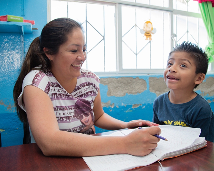 child studying speech